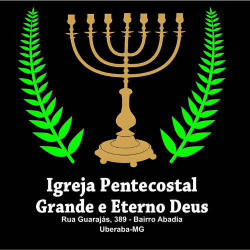 Logotipo da IPGED: candelabro dourado entre ramos verdes